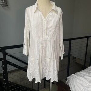 Beautiful white tunic lace shirt/ dress size large